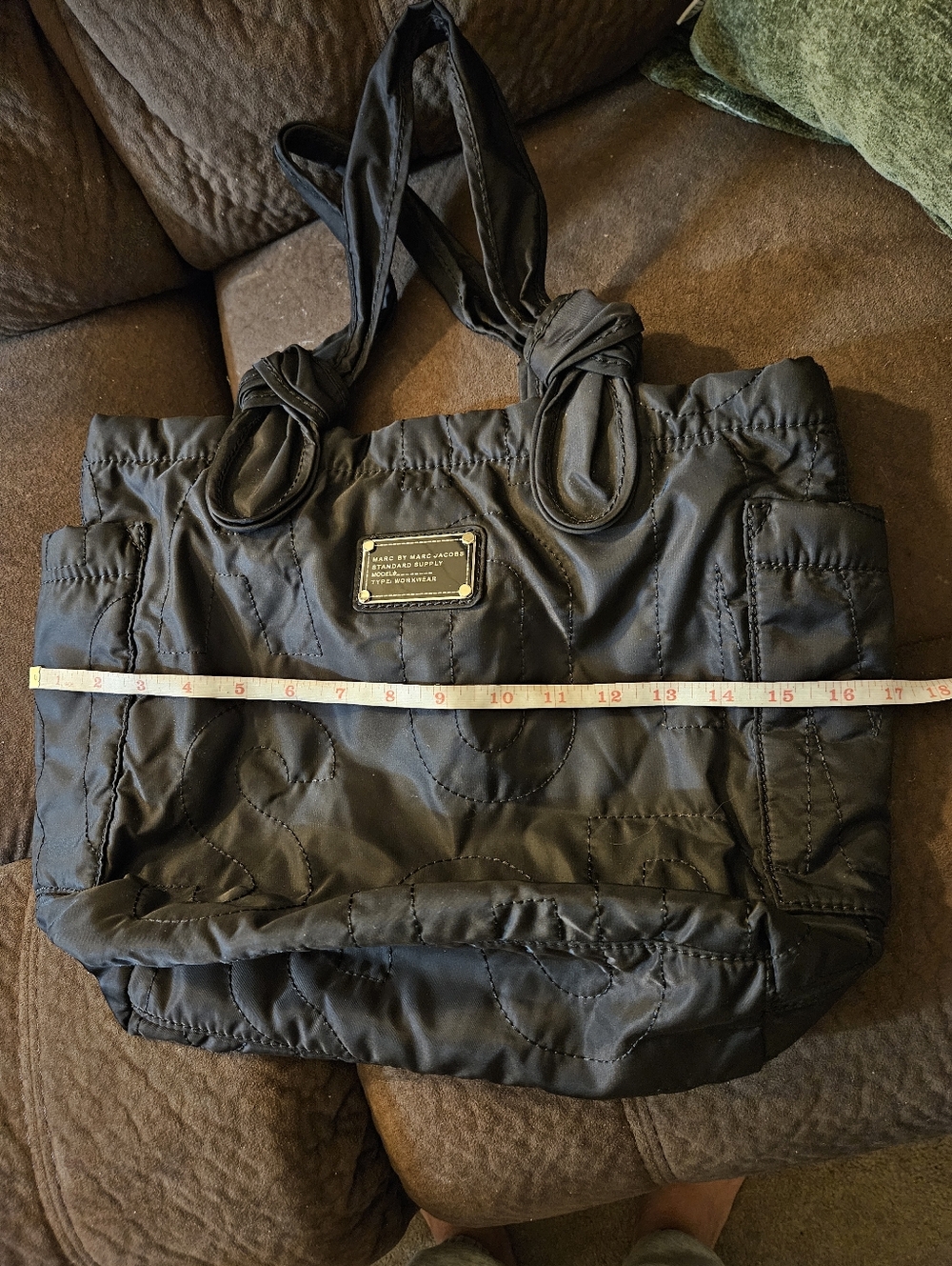 Marc by Marc Jacobs Black Quilted Nylon Tote with Knotted Handles - Picture 9 of 13